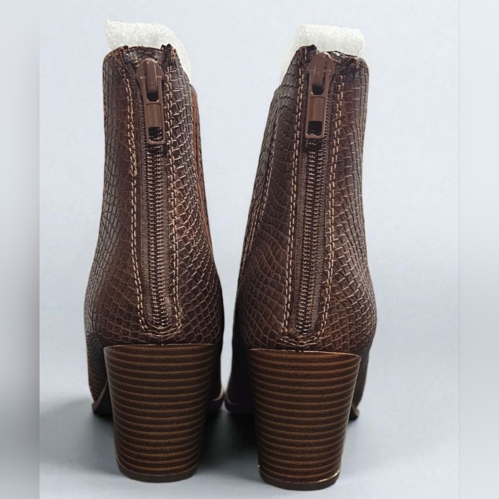 Soda Brown Textured Ankle Booties - Picture 3 of 3